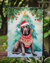 Load image into Gallery viewer, Chocolate Labrador Retriever Christmas Garden Flag – Cozy Dog Holiday Decor with Tree &amp; Presents