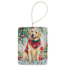Load image into Gallery viewer, Yellow Labrador Retriever Christmas Porcelain Ornament