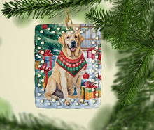 Load image into Gallery viewer, Yellow Labrador Retriever Christmas Porcelain Ornament