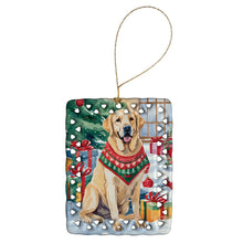 Load image into Gallery viewer, Yellow Labrador Retriever Christmas Porcelain Ornament