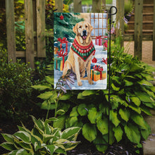Load image into Gallery viewer, Yellow Labrador Retriever Christmas Garden Flag – Cozy Dog Holiday Decor with Tree &amp; Presents
