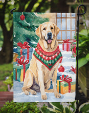 Load image into Gallery viewer, Yellow Labrador Retriever Christmas Garden Flag – Cozy Dog Holiday Decor with Tree &amp; Presents