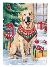 Load image into Gallery viewer, Yellow Labrador Retriever Christmas Garden Flag – Cozy Dog Holiday Decor with Tree &amp; Presents
