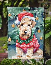 Load image into Gallery viewer, Lakeland Terrier Christmas Garden Flag – Cozy Dog Holiday Decor with Tree &amp; Presents