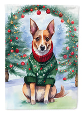 Load image into Gallery viewer, Lancashire Heeler Christmas Garden Flag – Cozy Dog Holiday Decor with Tree &amp; Presents