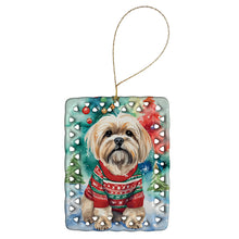 Load image into Gallery viewer, Lhasa Apso Christmas Porcelain Ornament