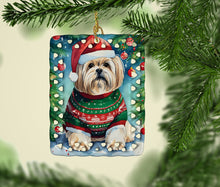 Load image into Gallery viewer, Lhasa Apso Christmas Porcelain Ornament