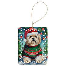 Load image into Gallery viewer, Lhasa Apso Christmas Porcelain Ornament