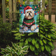 Load image into Gallery viewer, Lhasa Apso Christmas Garden Flag – Cozy Dog Holiday Decor with Tree &amp; Presents