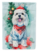 Load image into Gallery viewer, Maltese Christmas Garden Flag – Cozy Dog Holiday Decor with Tree &amp; Presents