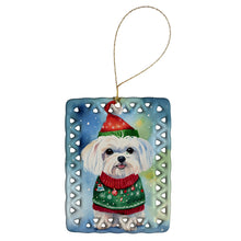 Load image into Gallery viewer, Maltese Christmas Porcelain Ornament