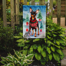 Load image into Gallery viewer, Miniature Pinscher Christmas Garden Flag – Cozy Dog Holiday Decor with Tree &amp; Presents