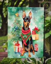 Load image into Gallery viewer, Miniature Pinscher Christmas Garden Flag – Cozy Dog Holiday Decor with Tree &amp; Presents