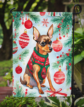Load image into Gallery viewer, Miniature Pinscher Christmas Garden Flag – Cozy Dog Holiday Decor with Tree &amp; Presents