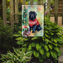 Load image into Gallery viewer, Newfoundland Christmas Garden Flag – Cozy Dog Holiday Decor with Tree &amp; Presents