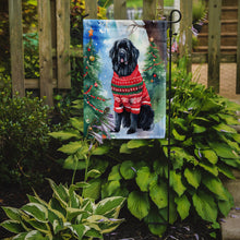 Load image into Gallery viewer, Newfoundland Christmas Garden Flag – Cozy Dog Holiday Decor with Tree &amp; Presents