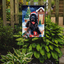 Load image into Gallery viewer, Newfoundland Christmas Garden Flag – Cozy Dog Holiday Decor with Tree &amp; Presents
