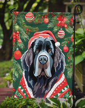 Load image into Gallery viewer, Newfoundland Christmas Garden Flag – Cozy Dog Holiday Decor with Tree &amp; Presents