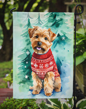 Load image into Gallery viewer, Norfolk Terrier Christmas Garden Flag – Cozy Dog Holiday Decor with Tree &amp; Presents