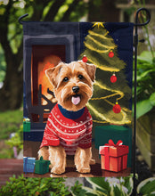 Load image into Gallery viewer, Norfolk Terrier Christmas Garden Flag – Cozy Dog Holiday Decor with Tree &amp; Presents