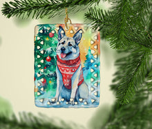 Load image into Gallery viewer, Norwegian Elkhound Christmas Porcelain Ornament