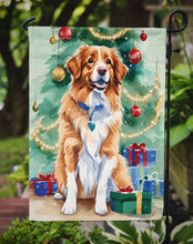 Load image into Gallery viewer, Nova Scotia Duck Toller Christmas Garden Flag – Cozy Dog Holiday Decor with Tree &amp; Presents