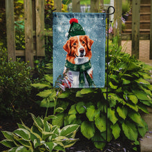 Load image into Gallery viewer, Nova Scotia Duck Toller Christmas Garden Flag – Cozy Dog Holiday Decor with Tree &amp; Presents
