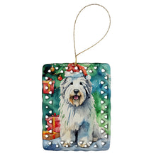 Load image into Gallery viewer, Old English Sheepdog Christmas Porcelain Ornament