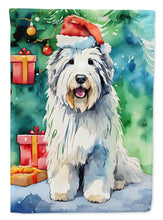Load image into Gallery viewer, Old English Sheepdog Christmas Garden Flag – Cozy Dog Holiday Decor with Tree &amp; Presents