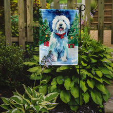 Load image into Gallery viewer, Old English Sheepdog Christmas Garden Flag – Cozy Dog Holiday Decor with Tree &amp; Presents