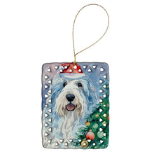 Load image into Gallery viewer, Old English Sheepdog Christmas Porcelain Ornament
