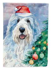 Load image into Gallery viewer, Old English Sheepdog Christmas Garden Flag – Cozy Dog Holiday Decor with Tree &amp; Presents