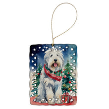 Load image into Gallery viewer, Old English Sheepdog Christmas Porcelain Ornament
