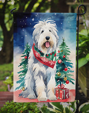 Load image into Gallery viewer, Old English Sheepdog Christmas Garden Flag – Cozy Dog Holiday Decor with Tree &amp; Presents