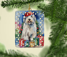 Load image into Gallery viewer, Old English Sheepdog Christmas Porcelain Ornament