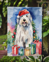 Load image into Gallery viewer, Old English Sheepdog Christmas Garden Flag – Cozy Dog Holiday Decor with Tree &amp; Presents