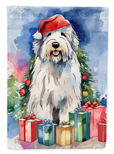 Load image into Gallery viewer, Old English Sheepdog Christmas Garden Flag – Cozy Dog Holiday Decor with Tree &amp; Presents
