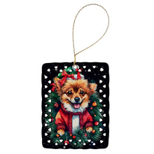 Load image into Gallery viewer, Pomeranian Christmas Porcelain Ornament