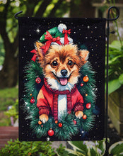 Load image into Gallery viewer, Pomeranian Christmas Garden Flag – Cozy Dog Holiday Decor with Tree &amp; Presents