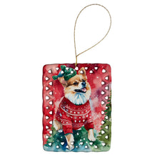 Load image into Gallery viewer, Pomeranian Christmas Porcelain Ornament