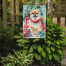 Load image into Gallery viewer, Pomeranian Christmas Garden Flag – Cozy Dog Holiday Decor with Tree &amp; Presents