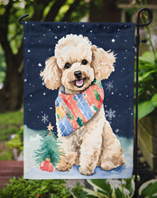 Load image into Gallery viewer, Poodle Christmas Garden Flag – Cozy Dog Holiday Decor with Tree &amp; Presents