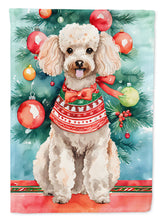 Load image into Gallery viewer, Poodle Christmas Garden Flag – Cozy Dog Holiday Decor with Tree &amp; Presents
