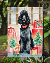 Load image into Gallery viewer, Poodle Christmas Garden Flag – Cozy Dog Holiday Decor with Tree &amp; Presents