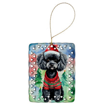 Load image into Gallery viewer, Poodle Christmas Porcelain Ornament