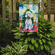 Load image into Gallery viewer, Poodle Christmas Garden Flag – Cozy Dog Holiday Decor with Tree &amp; Presents