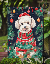 Load image into Gallery viewer, Poodle Christmas Garden Flag – Cozy Dog Holiday Decor with Tree &amp; Presents