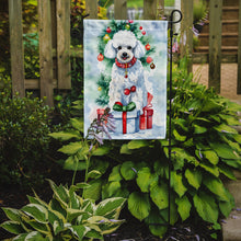 Load image into Gallery viewer, Poodle Christmas Garden Flag – Cozy Dog Holiday Decor with Tree &amp; Presents