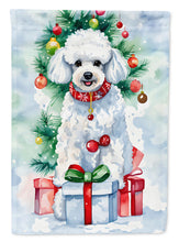 Load image into Gallery viewer, Poodle Christmas Garden Flag – Cozy Dog Holiday Decor with Tree &amp; Presents