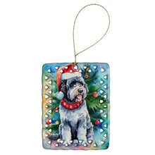 Load image into Gallery viewer, Portuguese Water Dog Christmas Porcelain Ornament